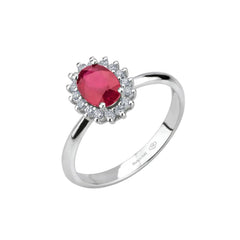 Anillo Bibigì de oro blanco con rubí y diamantes