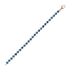 Bronzallure Tennis Bracelet with Blue Zircon Hearts