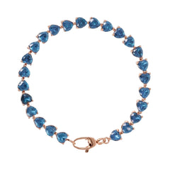 Bronzallure Tennis Bracelet with Blue Zircon Hearts
