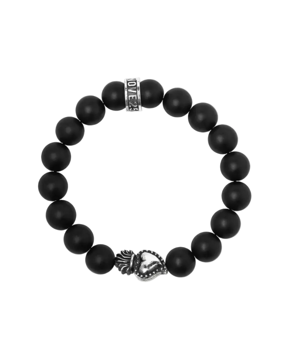 Bracciale Nove25 Onice Opaca 080 e Cuore Ex-Voto
