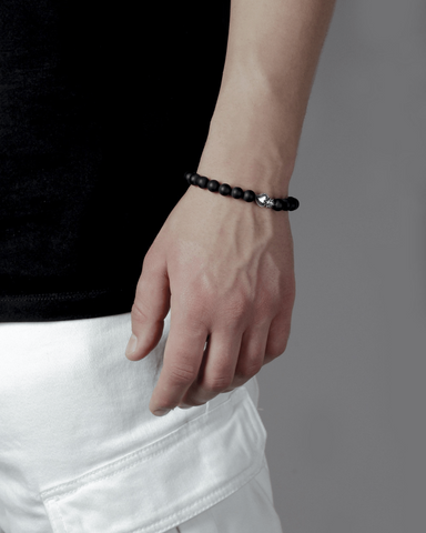 Bracciale Nove25 Onice Opaca 080 e Cuore Ex-Voto