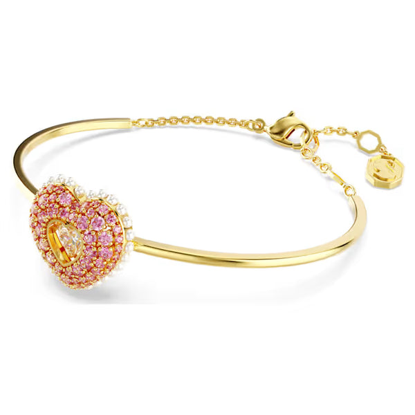 Bracciale Swarovski Rigido Idyllia Cuore Rosa Placcato Oro Giallo 5687258
