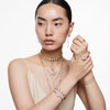 Swarovski Idyllia Pink Heart Rigid Bracelet in Yellow Gold Plated