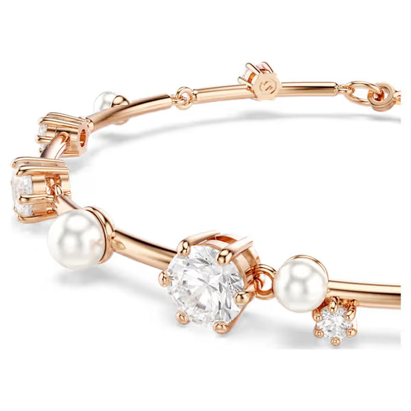 Swarovski Tennis Constella Crystal Pearl Bracelet in Rose Gold Plated