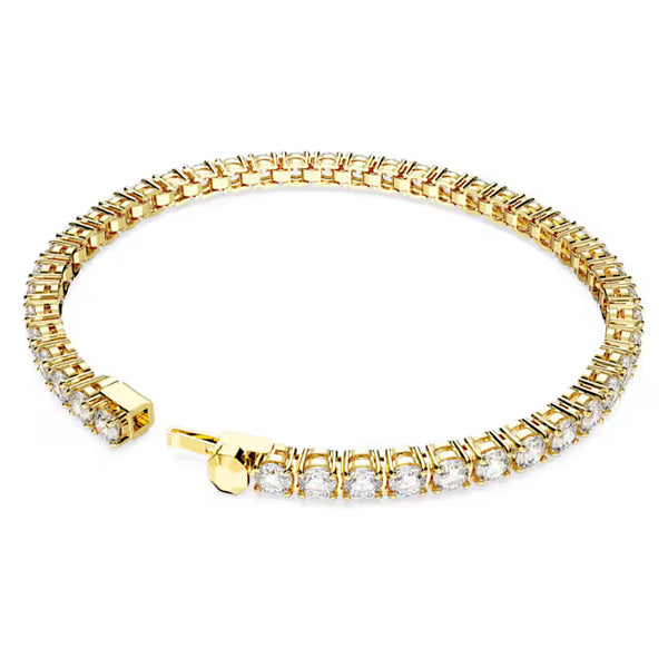 Bracciale Swarovski Matrix Tennis con Cristalli Bianchi in Lega Placcata Oro Giallo -