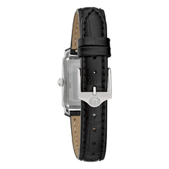 Reloj rectangular Bulova para mujer con esfera de nácar y correa de piel