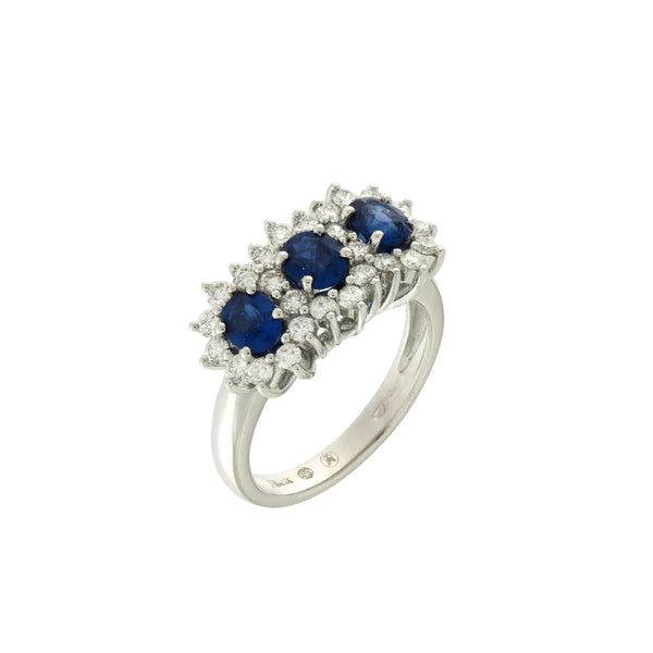 Anello Trilogy Mirco Visconti in Oro Bianco con Zaffiri e Diamanti MV295/Z