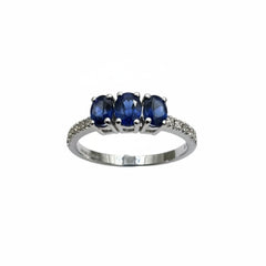 Anello Trilogy Giorgio Visconti in Oro Bianco 18 KT con Zaffiri e Diamanti Naturali AB15727Z