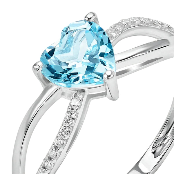 Anello Stroili Solitario Cuore Oro Bianco 9 KT Topazio Sky Blue 1413195