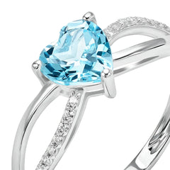 Anello Stroili Solitario Cuore Oro Bianco 9 KT Topazio Sky Blue 1413195