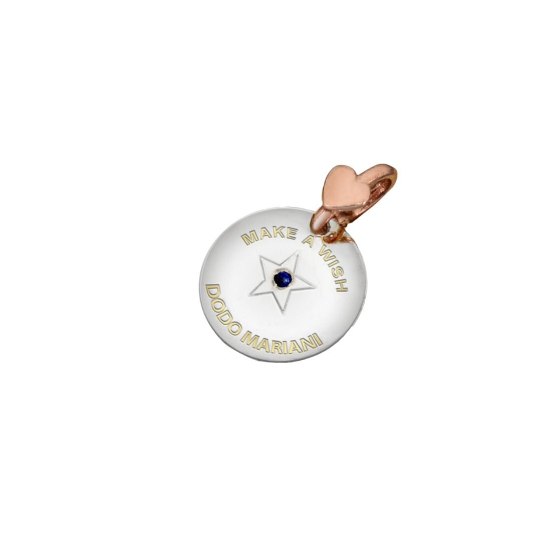 Dodo Mariani Star Charm in Silver and 9K Gold with Blue Sapphire