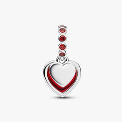 Charm colgante de doble corazón de Pandora en cristal de Murano rojo