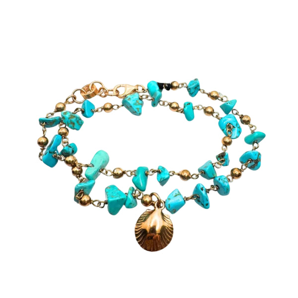 Bracciale Maria Cristina Sterling Soleil Doppio Giro con Aulite Celeste G4254TR