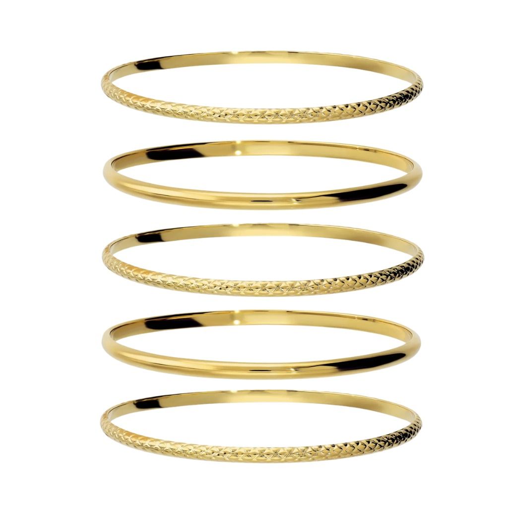 Bracciale Etrusca Set 5 Bangle Lucidi e Martellati WSET00951.YG