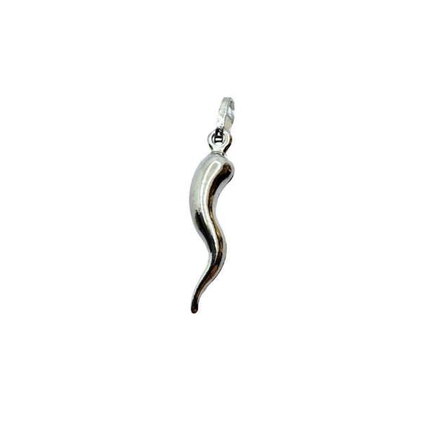 Cornetto Pendente Medium Liscio in Oro Bianco 18 KT CRNT03