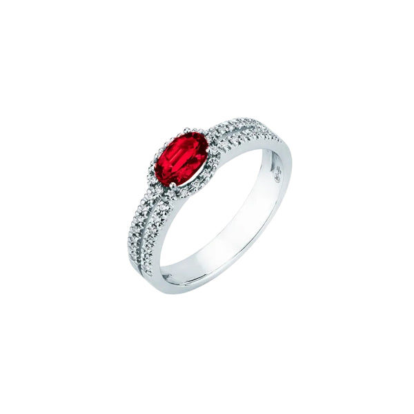 Anello Mirco Visconti con Rubino Taglio Ovale e Diamanti LF125/10R