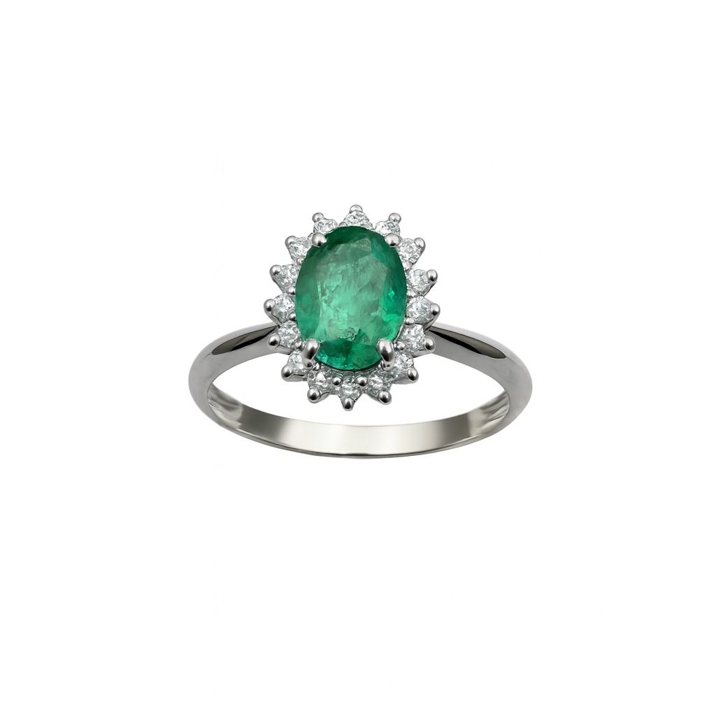 Anillo Bibigì con esmeralda natural y diamantes