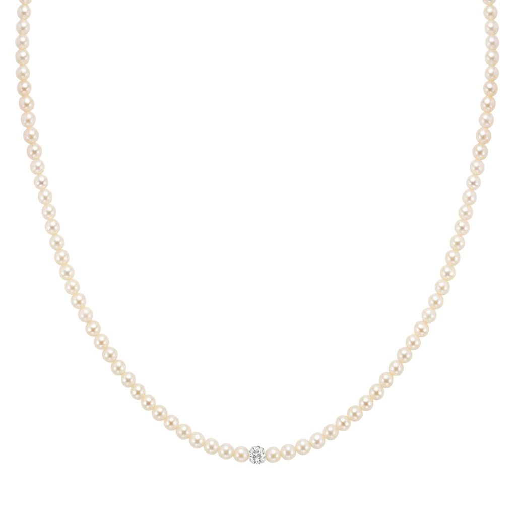Stroili Gabrielle 9 KT White Gold Freshwater Pearl 5/5.5 mm Necklace 1413458