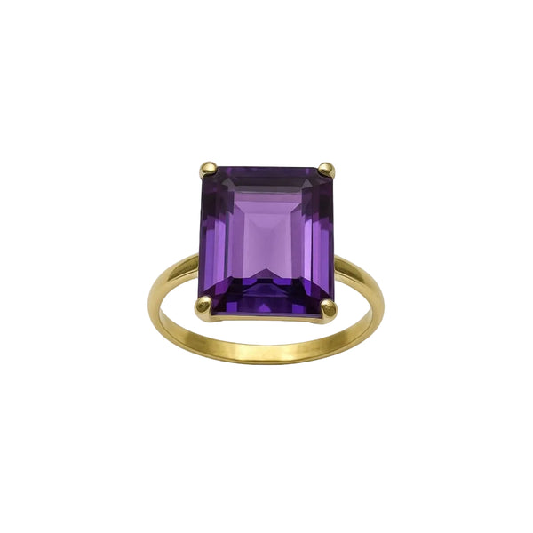 18KT Yellow Gold Ring with Octagonal Cut Natural Stone
