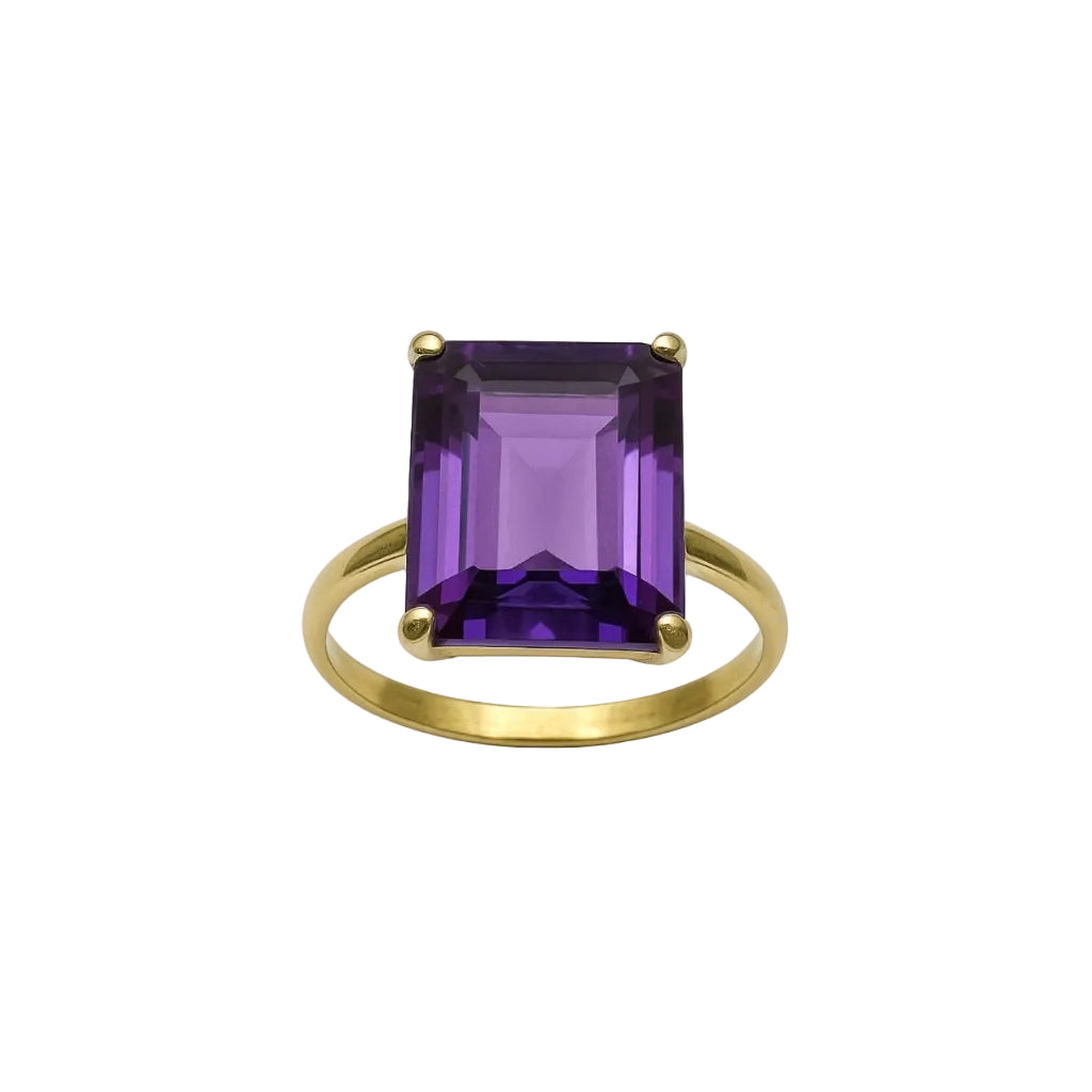 18KT Yellow Gold Ring with Octagonal Cut Natural Stone