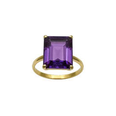 18KT Yellow Gold Ring with Octagonal Cut Natural Stone