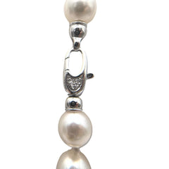 Collane con Perle Akoya 8 mm e Moschettone in Oro Bianco e Brillanti CLP006