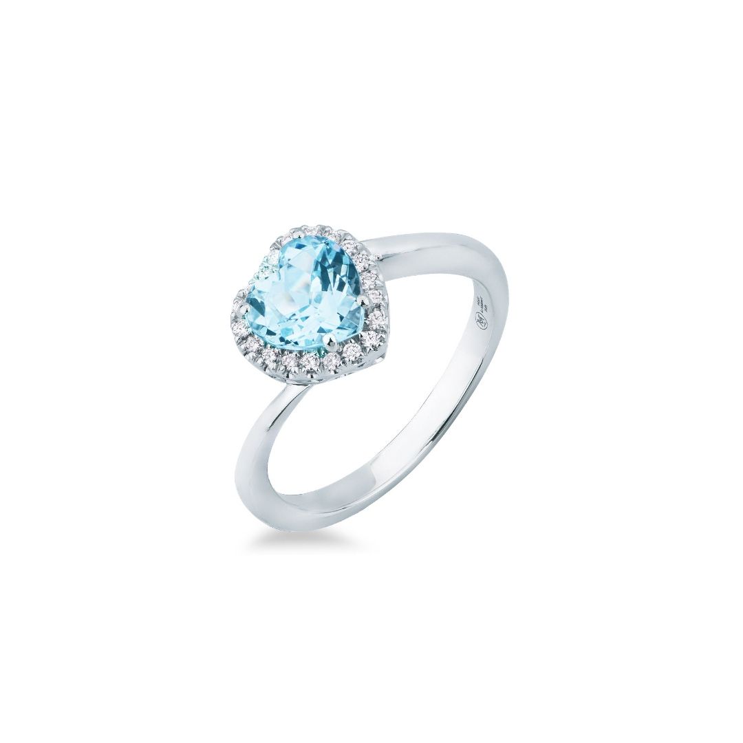Mirco Visconti Ring with Heart-Cut Aquamarine and Diamonds