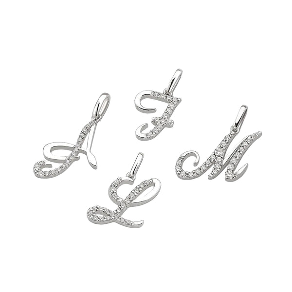 Giorgio Visconti Italic Initial Pendant in White Gold and Diamonds