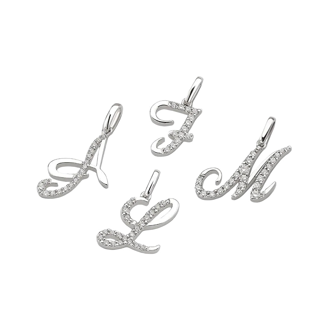 Colgante con inicial itálica de Giorgio Visconti en oro blanco y diamantes