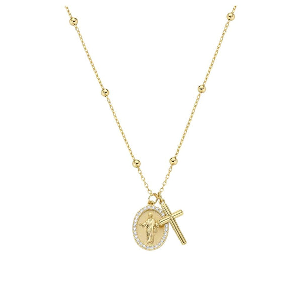 Collana Amen Dorata Con Cristo E Croce CLCRCRGBZ