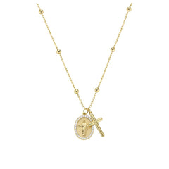 Amen Gold Plated Necklace With Christ And Cross CLCRCRGBZ
