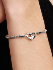 Bracciale Pandora Maglia Geometrica Con Chiusura Moschettone A Cuore