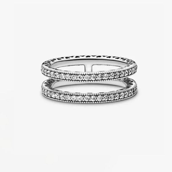 Anello Pandora Doppi Cuori Scintillanti 196236CZ