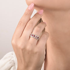 Mirco Visconti White Gold Ring with Rubies and Diamonds