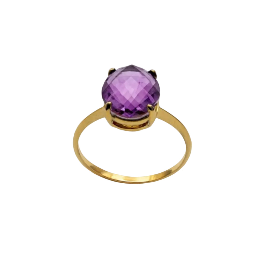 Anillo de oro amarillo de 18 quilates con piedra natural ovalada