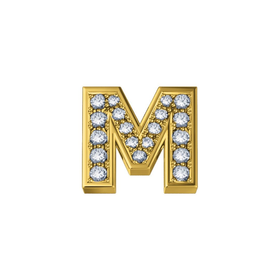 Charm Lettera M Elements in Oro Giallo e Diamanti 0,02 ct ECF10430M.002