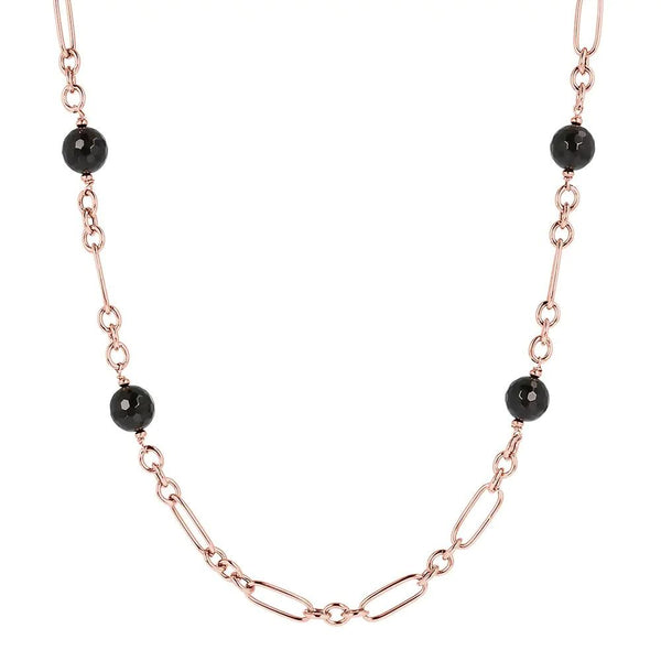 Bronzallure Necklace in Golden Rosè and Black Onyx
