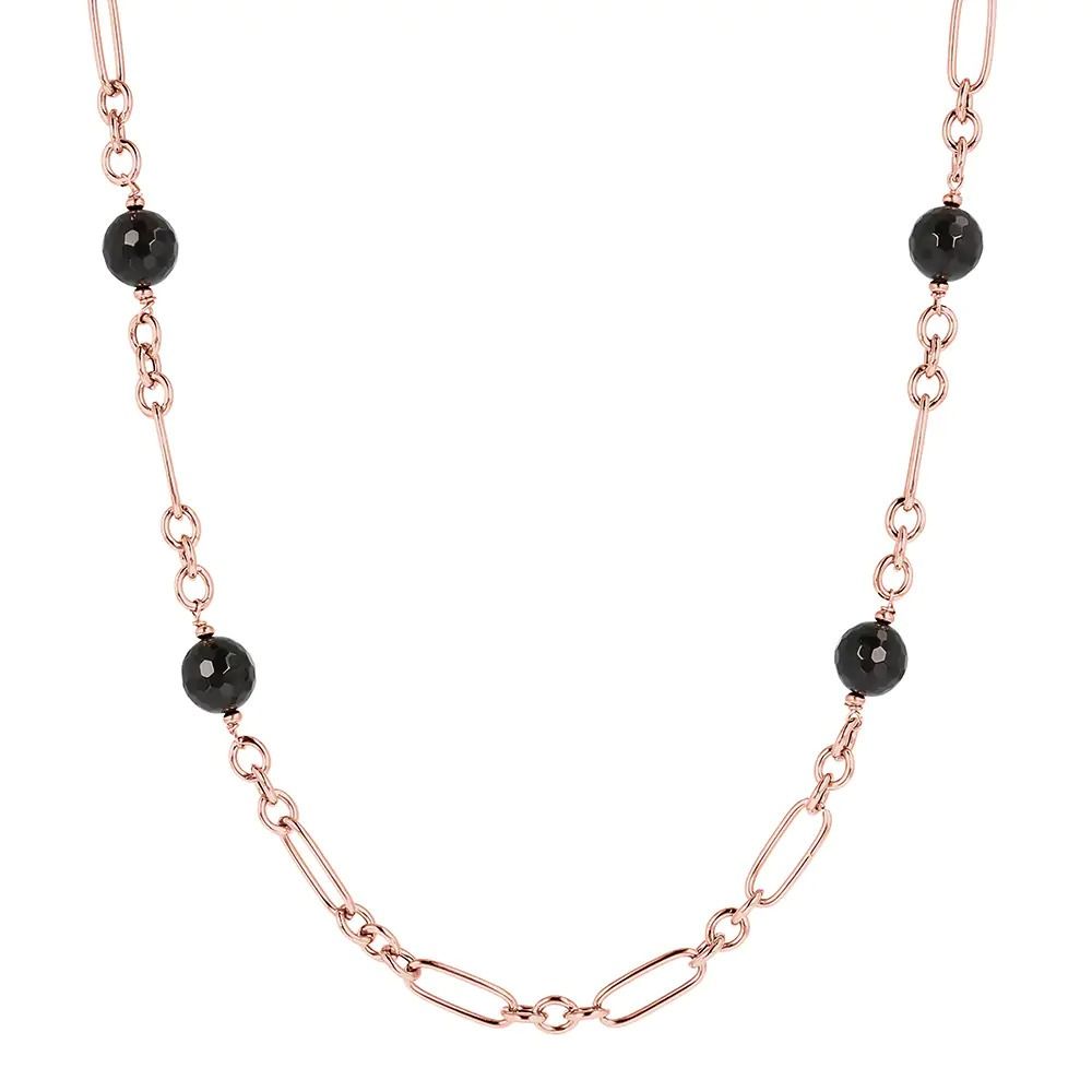 Bronzallure Necklace in Golden Rosè and Black Onyx