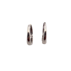 Pendientes de aro con cierre de presión en oro blanco de 18 kt y diámetro de 1 cm.