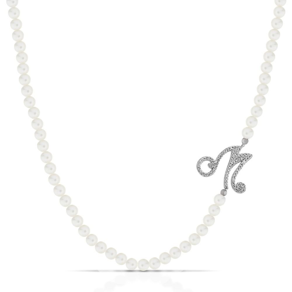 Marcello Pane Necklace with Pearls and Initial M