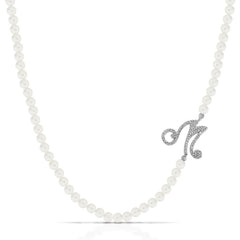 Marcello Pane Necklace with Pearls and Initial M