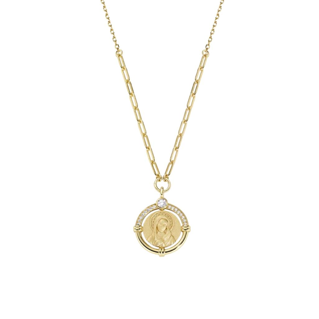 Amen Necklace Madonna Queen of Heaven Gold Plated CLMATOGBZ