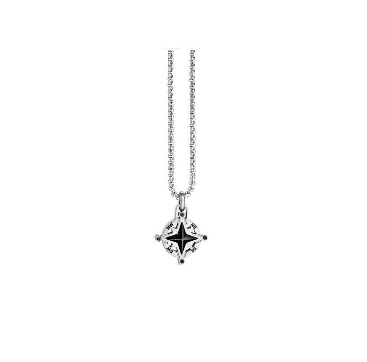 Collar de rosa de los vientos de acero 316L para hombre de Zancan
