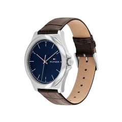 Orologio Tommy Hilfiger Uomo Norris Quadrante Blu e Cinturino in Pelle Marrone 1710549