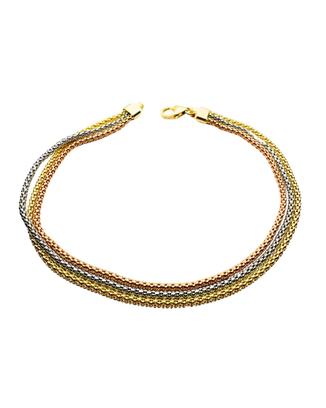 Bracciale 3 Ori in Oro 18 KT con Unica Chiusura in Diverse Grandezze