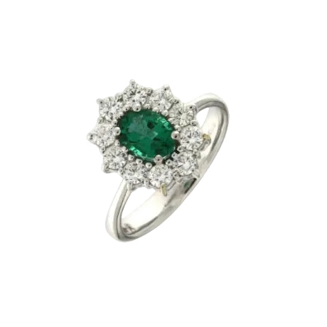Anillo Mirco Visconti de oro blanco con esmeralda de talla ovalada de 0,70 ct y diamantes de 0,68 ct