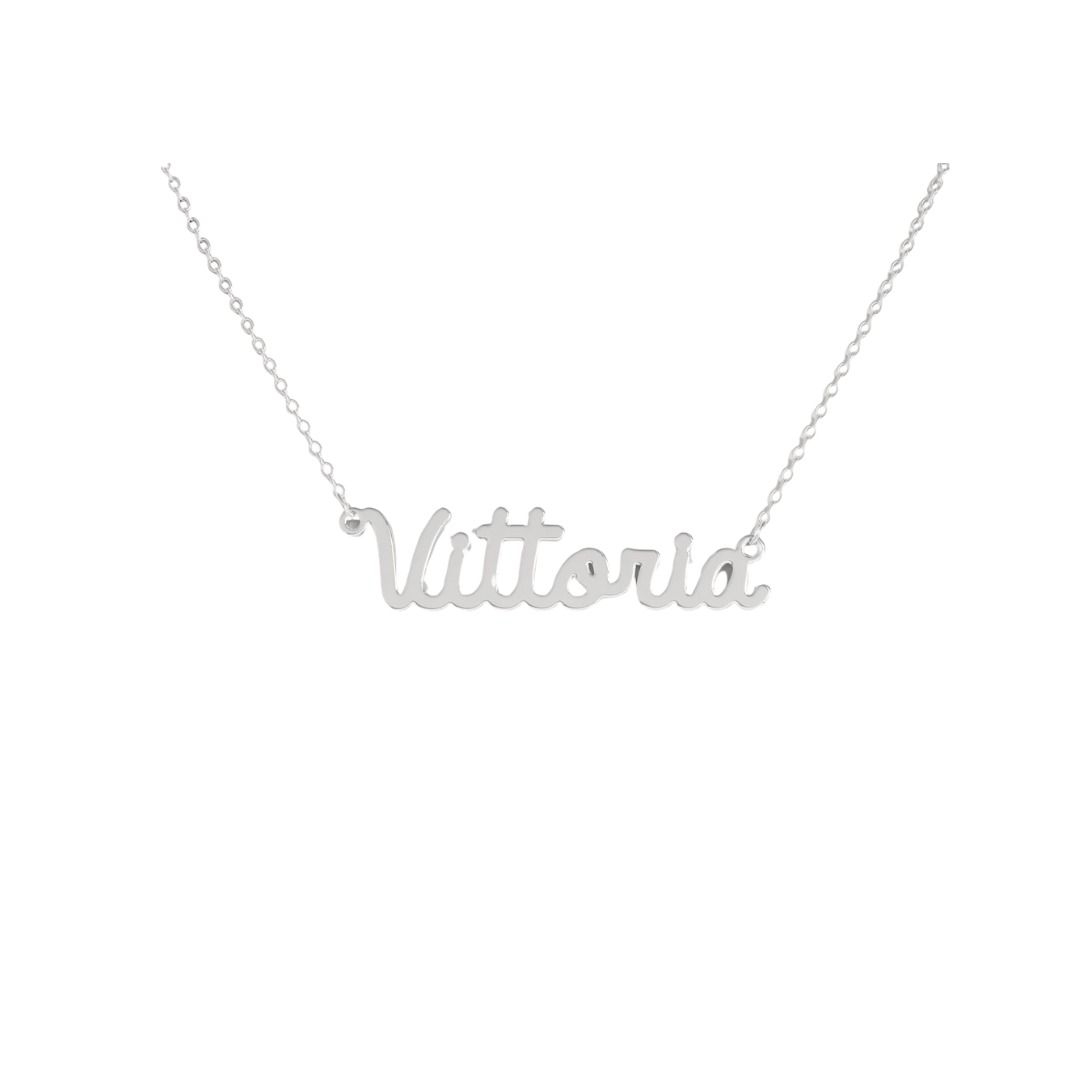Collar con nombre Vittoria en acero inoxidable 316