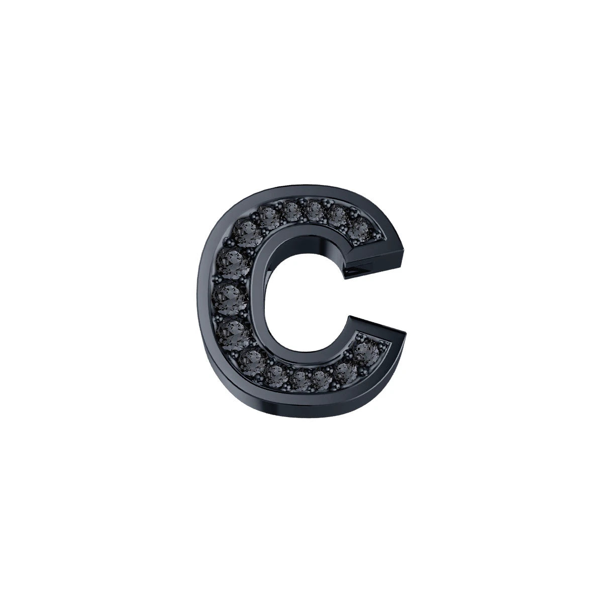 Elements Letter C in Burnished Gold and Black Diamonds 0.02 ct