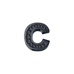 Elements Letter C in Burnished Gold and Black Diamonds 0.02 ct
