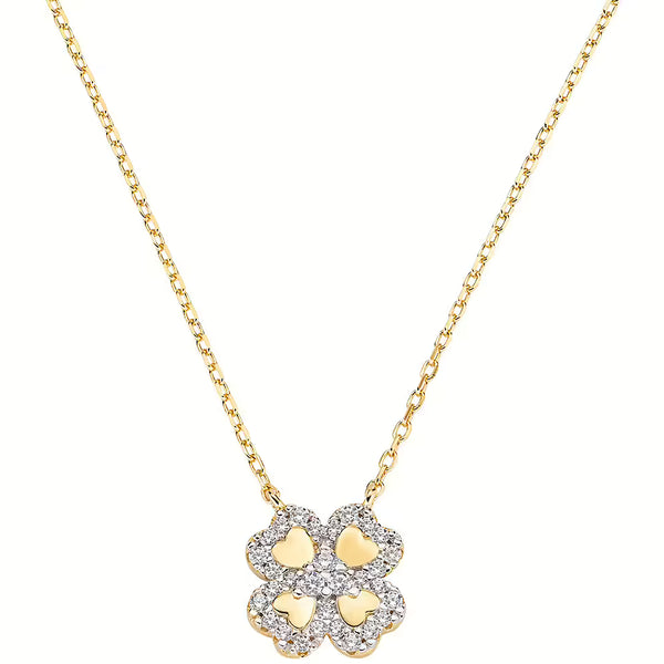 Collar Amén "Quadrifoglio" en plata bañada en oro con circonitas